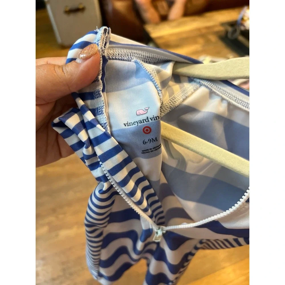 Vineyard Vines Target Baby Rashguard Swimsuit Pink‎ Whale Blue White size 6-9